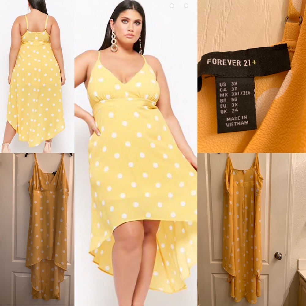 NWOT Never Worn  Yellow Polka Dot Hi/Low Dress